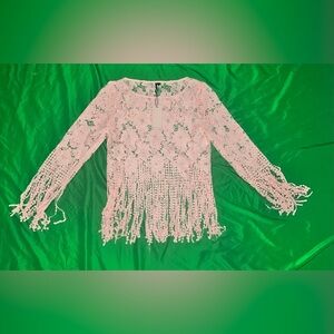 NWT ST Studio Boho Pink Lace Fringe Top size 38/ Medium